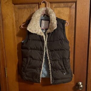 American Eagle Outfitters Brown Vest with Faux Fur